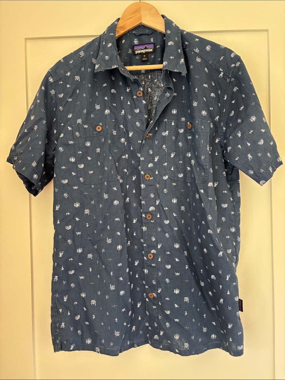 Patagonia Men’s Blue Short-Sleeve Printed Button-Down Shirt